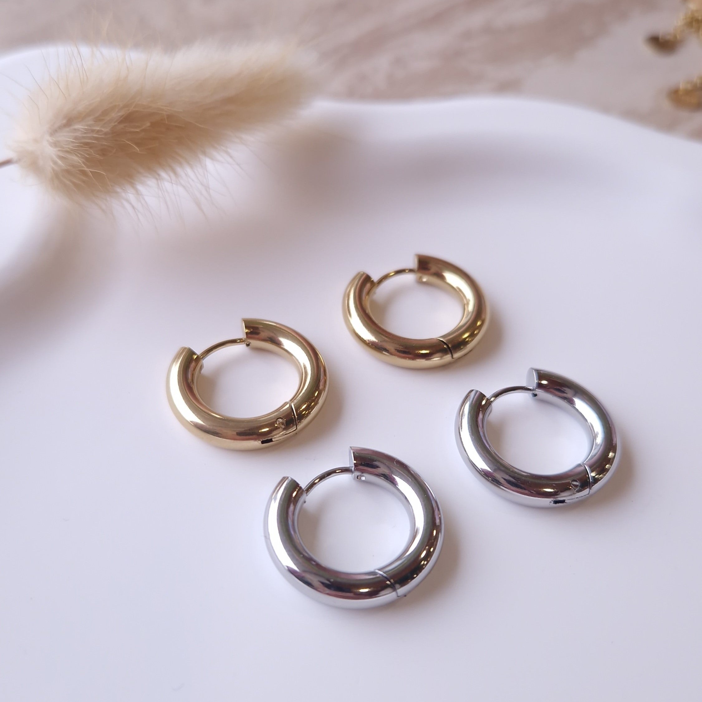 créoles simple basics acier inoxydable doré ou argenté , boucles d'oreilles ronde