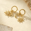 boucles d'oreilles dorées soleil en acier inoxydable pendentif lune et soleil bijou tendance femme lumineux et élégant 