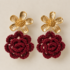 Boucles d’oreilles crochet bordeaux