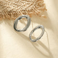 boucles d'oreilles ovales épaisse argentés puces d'oreilles chic tendance femme