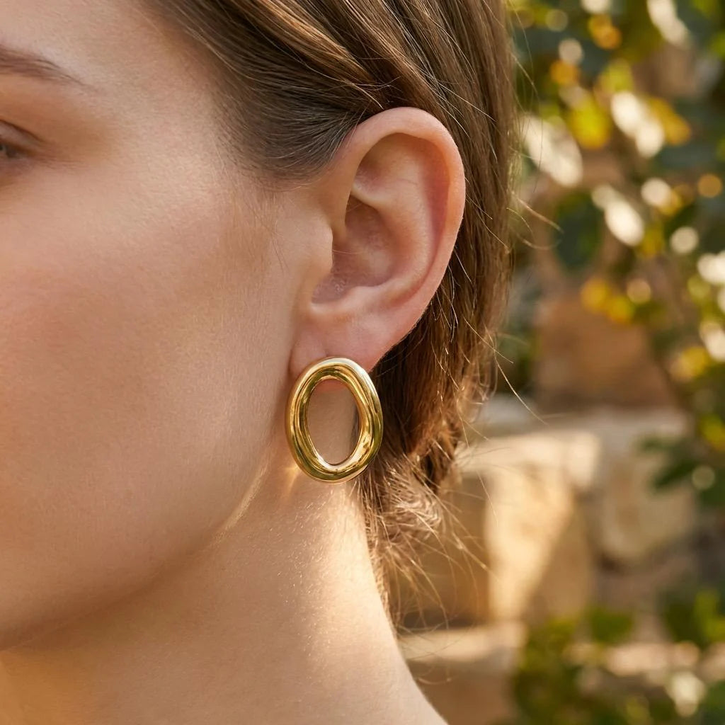 boucles d'oreilles puces d'oreilles dorées style chic et élégant en acier inoxydable 