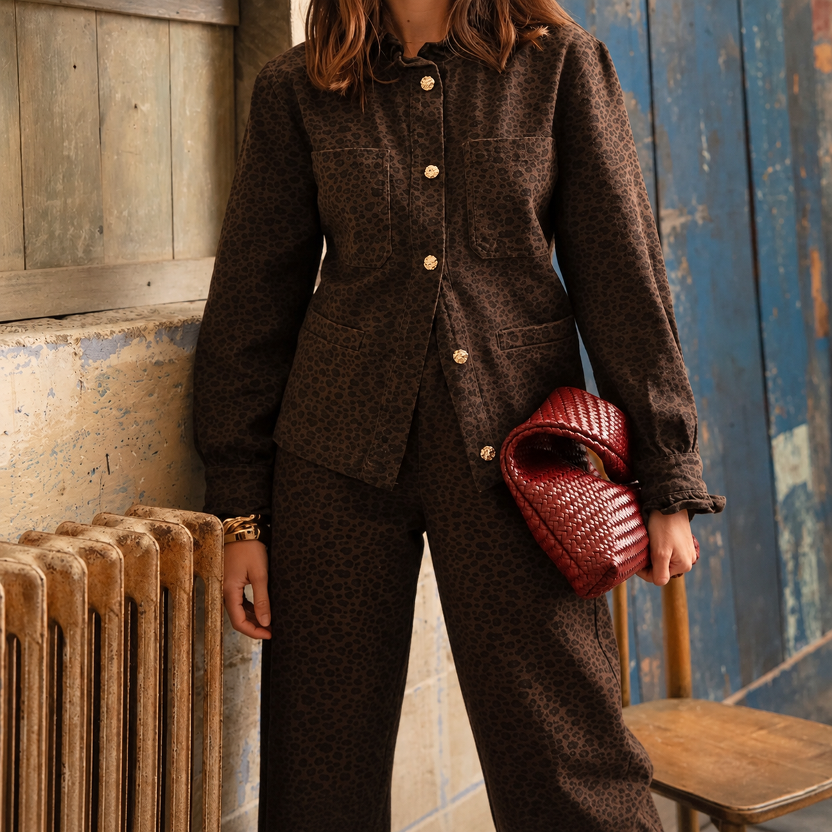 Veste-chemise léopard chocolat