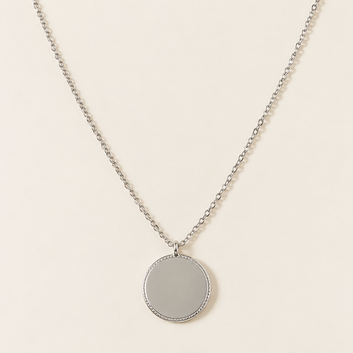 Collier médaillon rond à graver