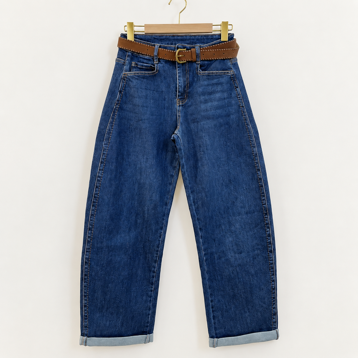 Jean Andréa coupe barrel avec ceinture