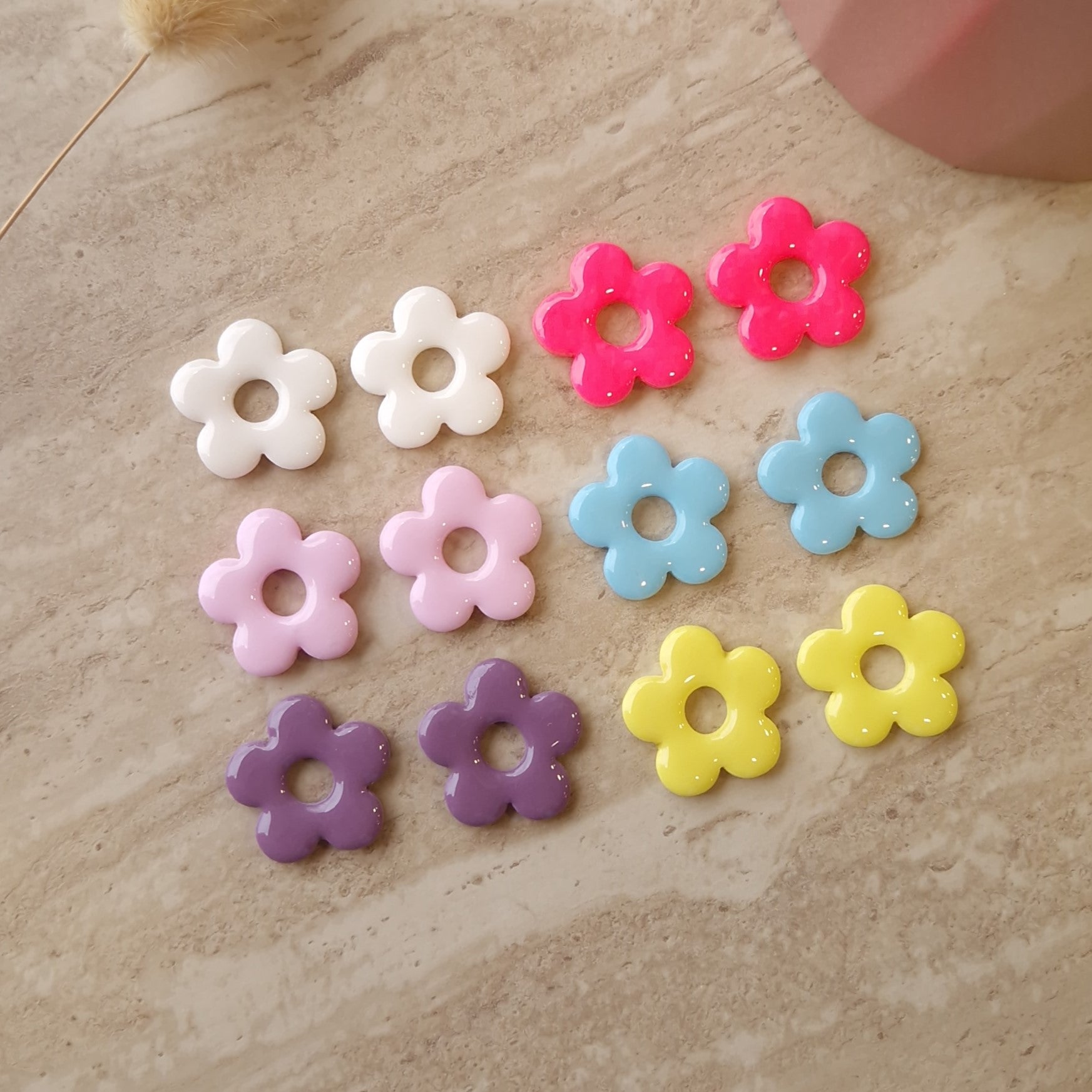 pampilles fleurs interchangeables créoles femme pate polymère colorées couleurs printemps été