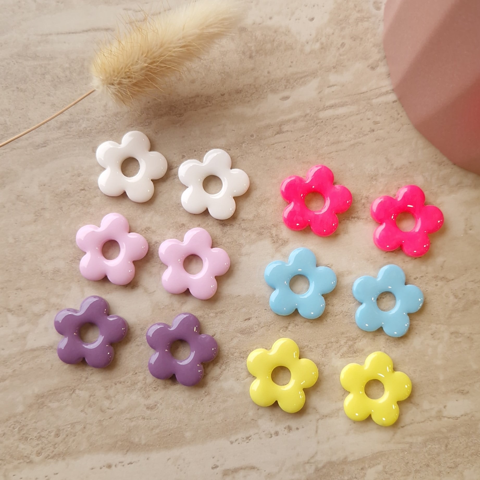 pampilles petites fleurs interchangeables créoles femme pate polymère colorées