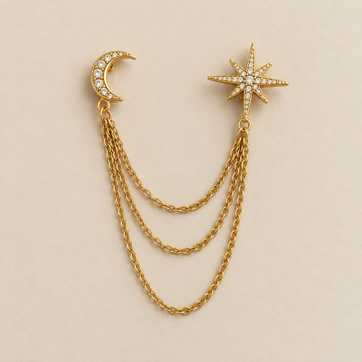 Broche Chaîne Lune & Étoile