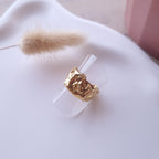 bague acier inoxydable femme large effet martelé résistant à l'eau 