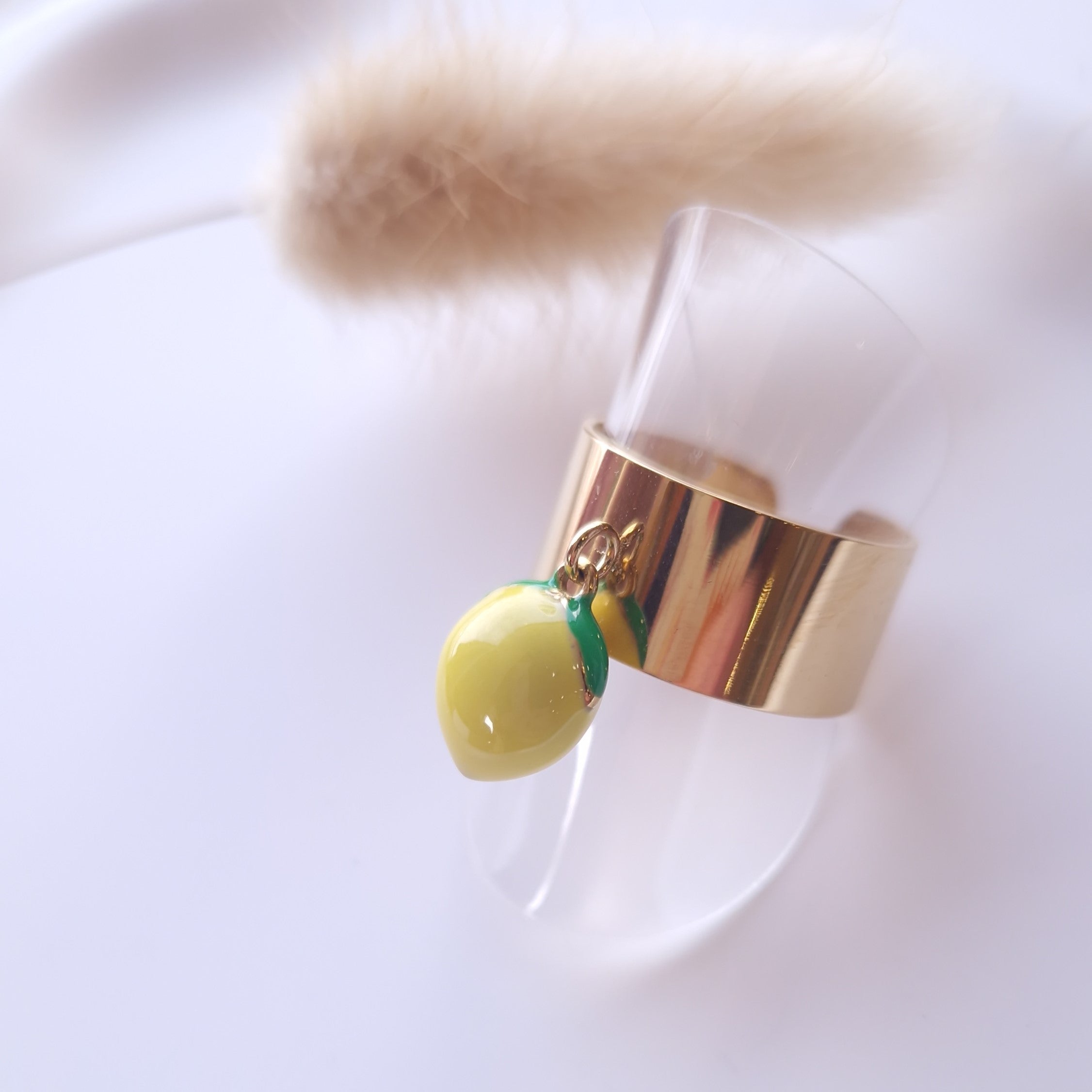 bague tendance breloque citron tendance acier inoxydable