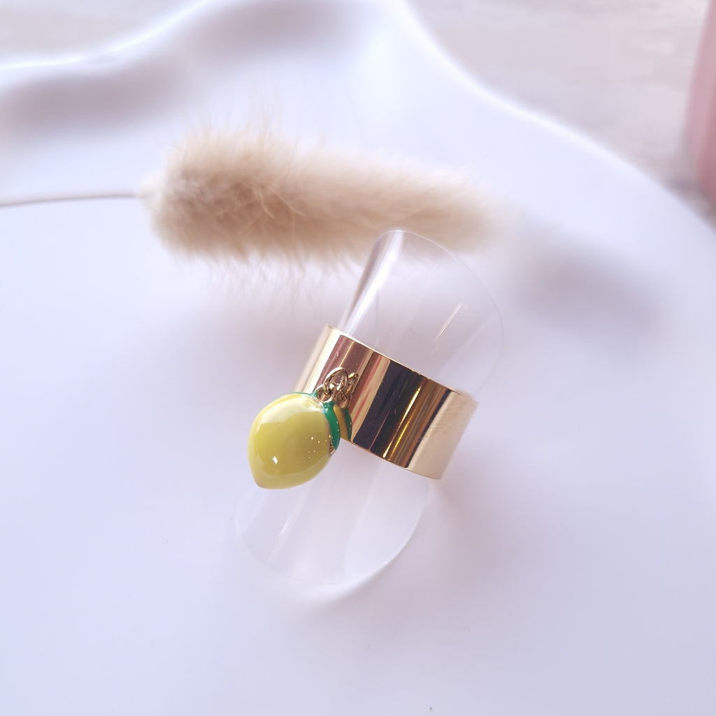 bague breloque citron tendance pour printemps été en acier inoxydable 