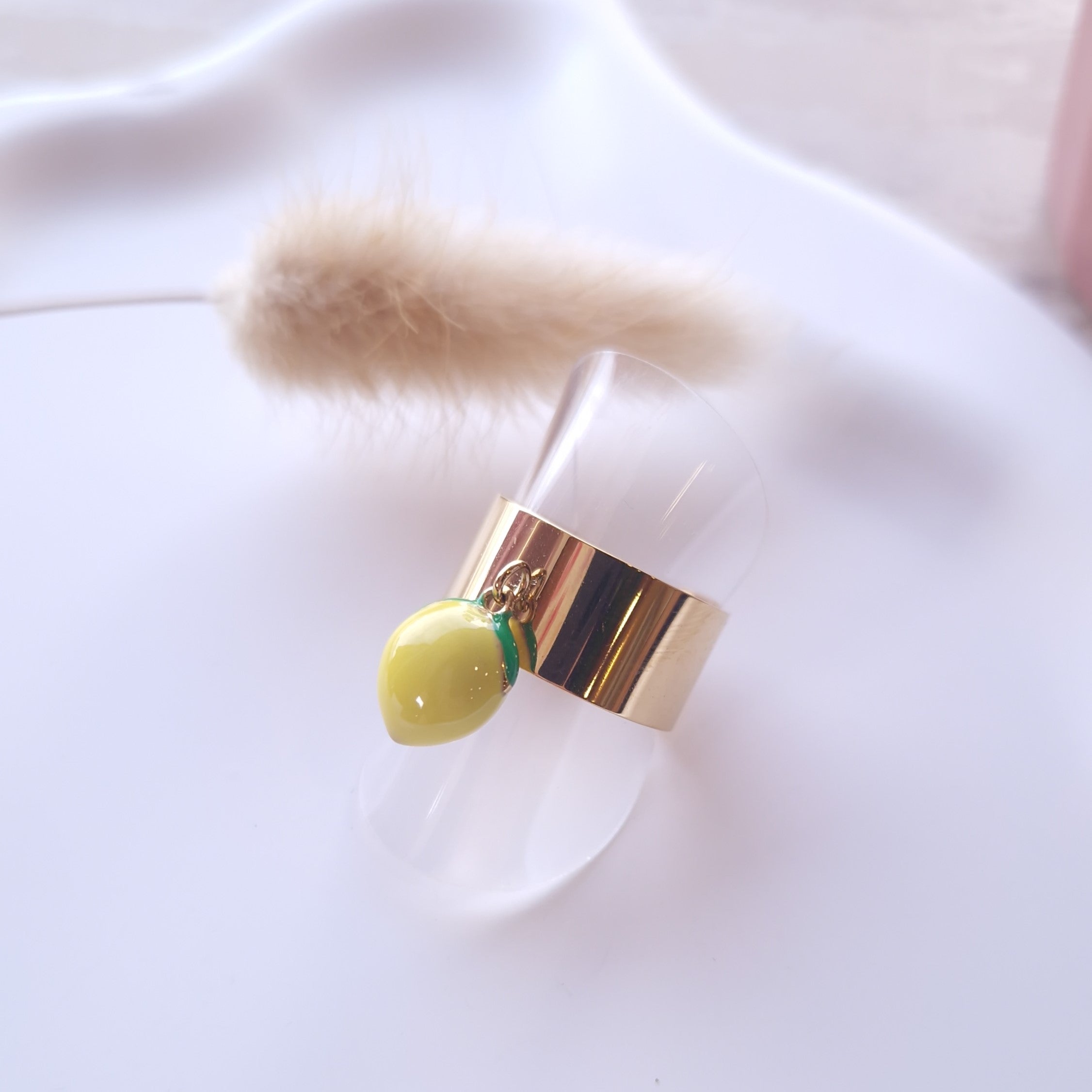 bague breloque citron tendance pour printemps été en acier inoxydable 