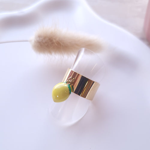 bague breloque citron tendance pour printemps été en acier inoxydable 