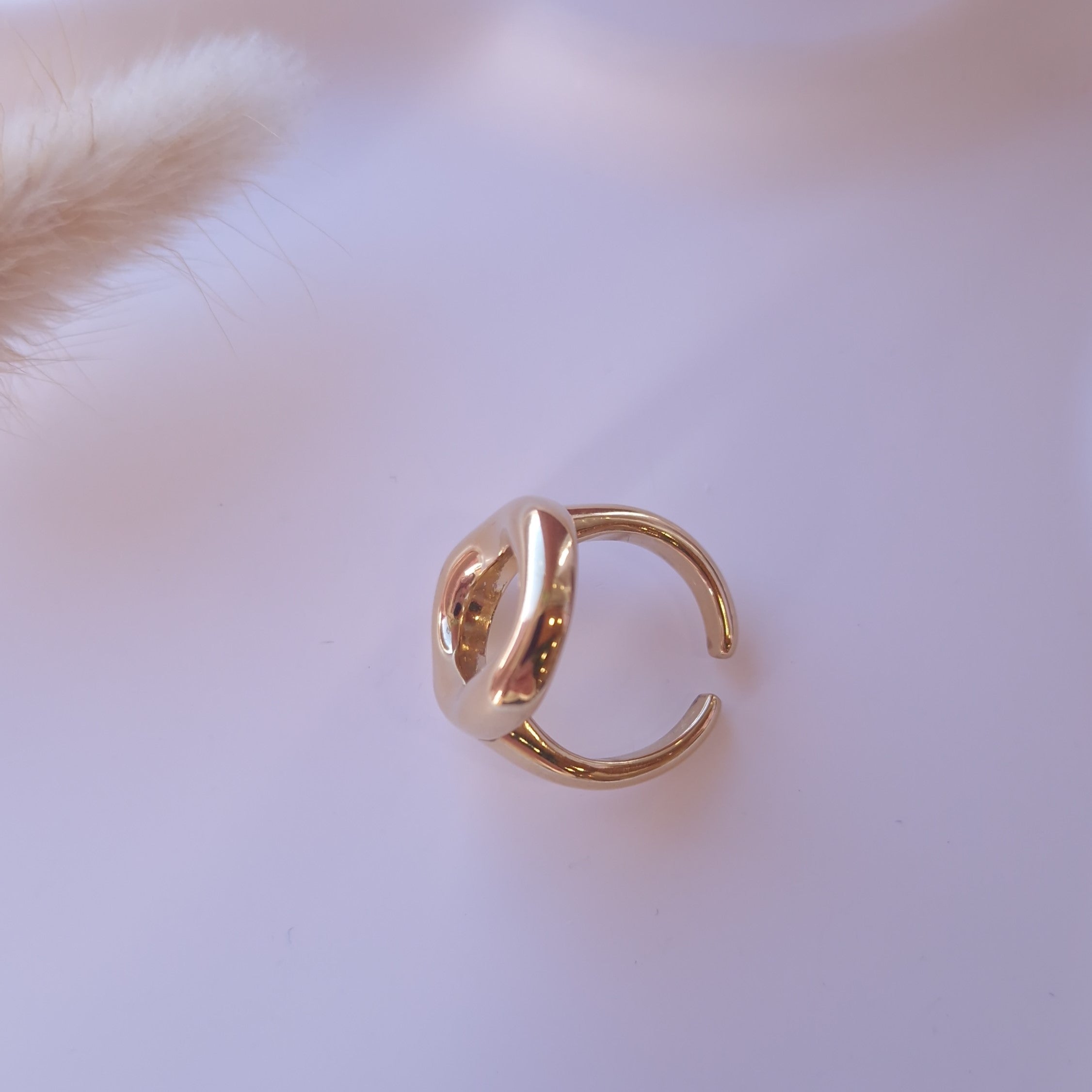 bague dorée taille 55 acier inoxydable résistant à l'eau tendance forme ovale 