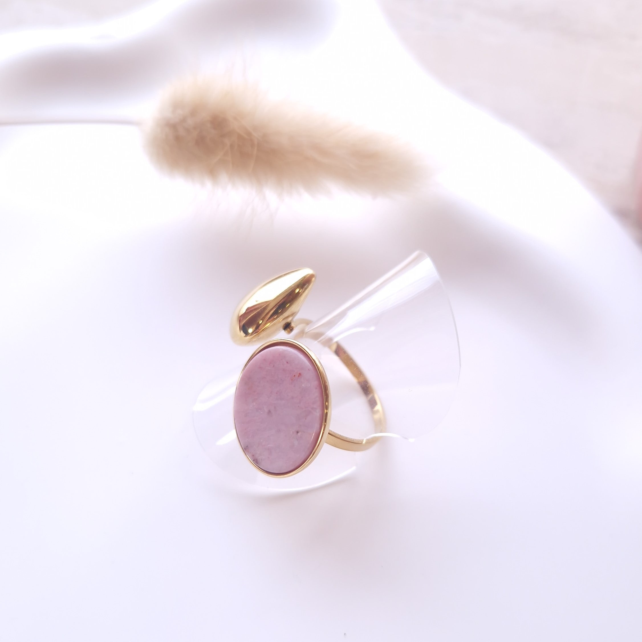 bague rose acier inoxydable pour femme bijou original