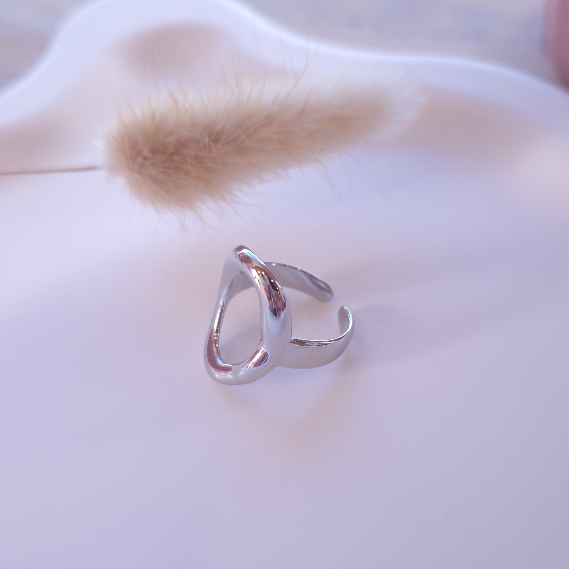 bague ultra tendance argenté acier inoxydable oval épaisse tiktok