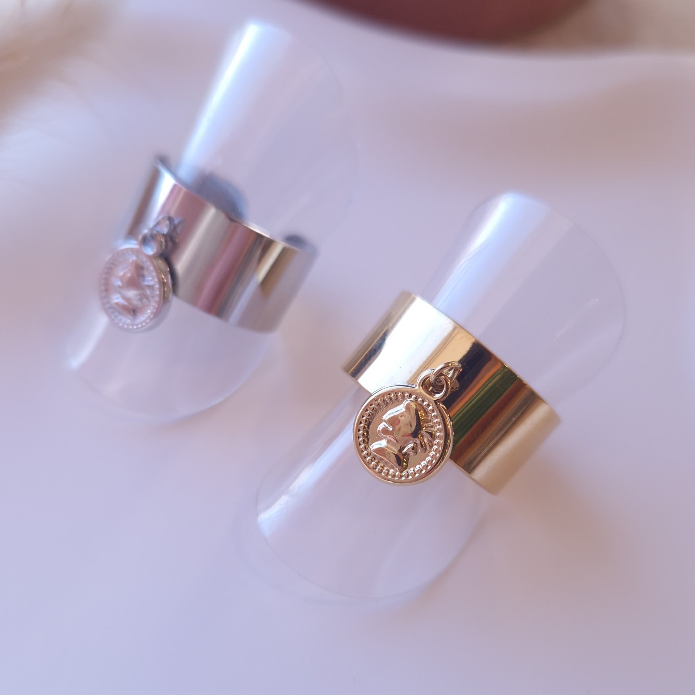 bague tendance style roi pour femme acier inoxydable