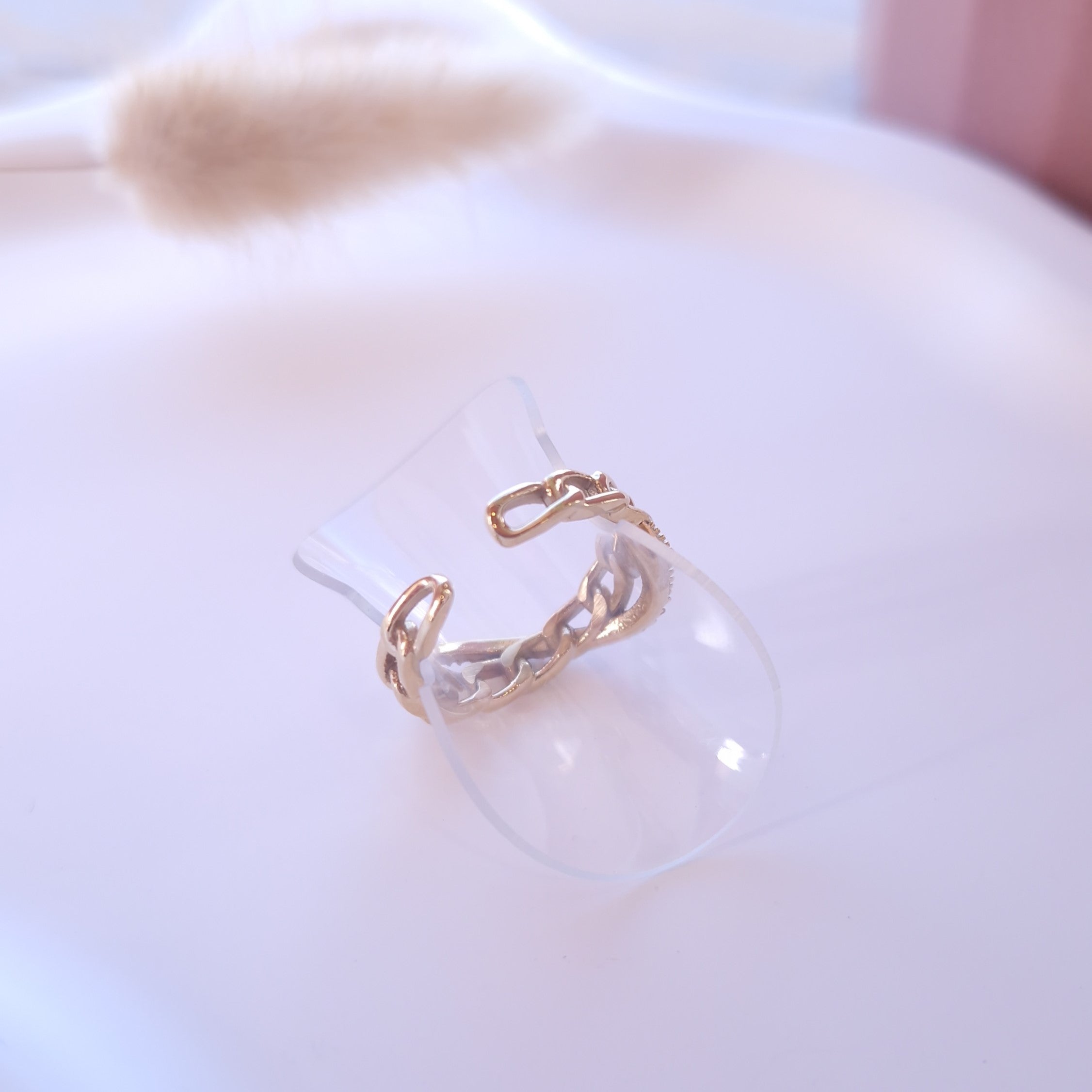 bague réglable doré acier inox effet chaine