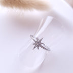 bague acier inoxydable argenté forme étoile et strass bijou délicat 