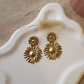 boucles d'oreilles fleur dorées acier inoxydable pendantes femme style bohème 