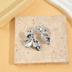 boucles d'oreilles tendance argenté pétales fleurs bijou acier inoxydable