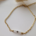 bracelet acier inoxydable minimaliste pierre blanche