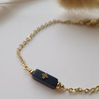 bracelet pierre noir acier inoxydable tendance