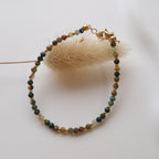 bracelet perles kaki et vert clair acier inoxydable femme