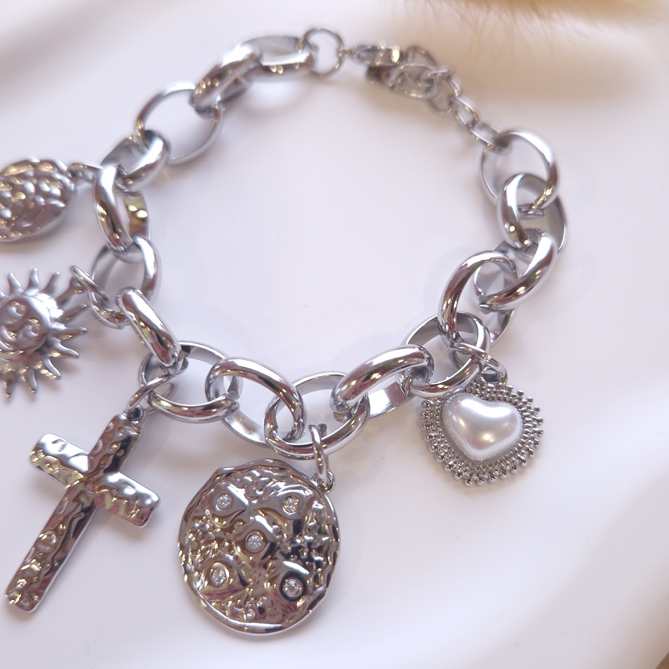 bracelet charm's femme argenté tendance 