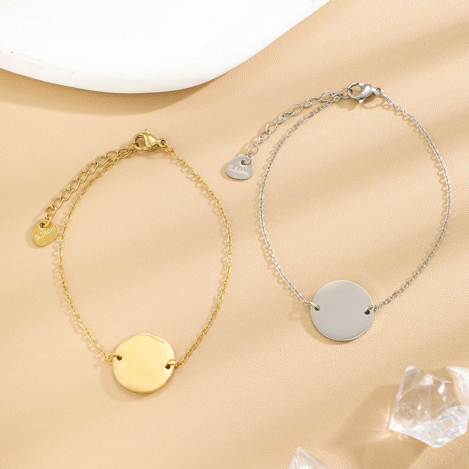 bracelet en acier inoxydable pour gravure bijou prénom date symbole en acier inoxydable pour femme 