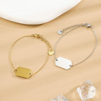 bracelet médaille rectangle a graver personnalisable acier inoxydable idée cadeau anniversaire, fête des mères, cérémonie, saint valentin
