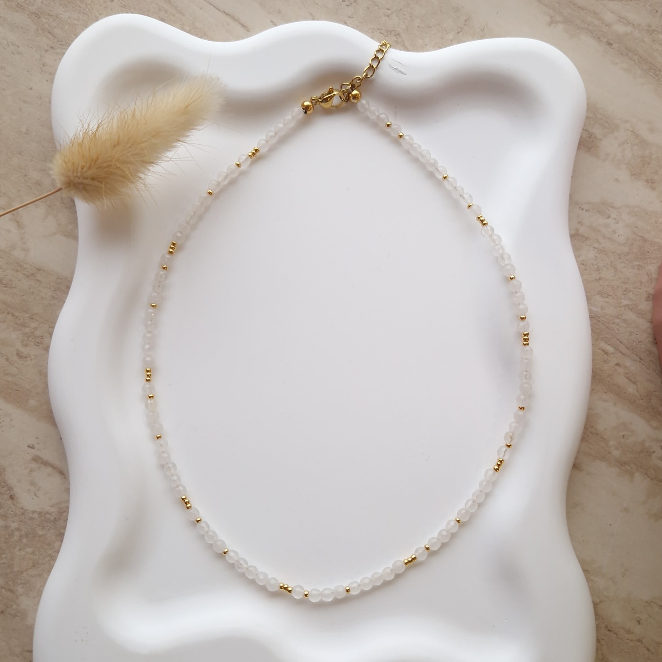 collier ras du cou perles blanche femme acier inoxydable bijou fin