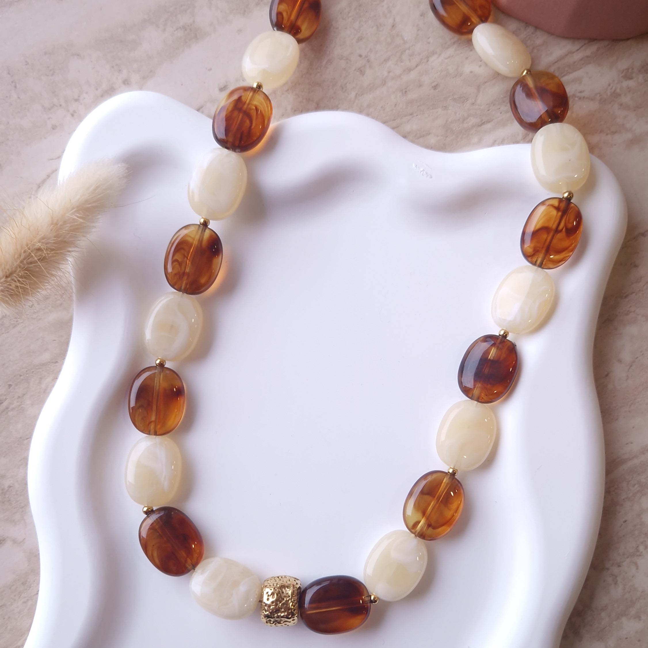 collier perle marron et beige bijou printemps été femme