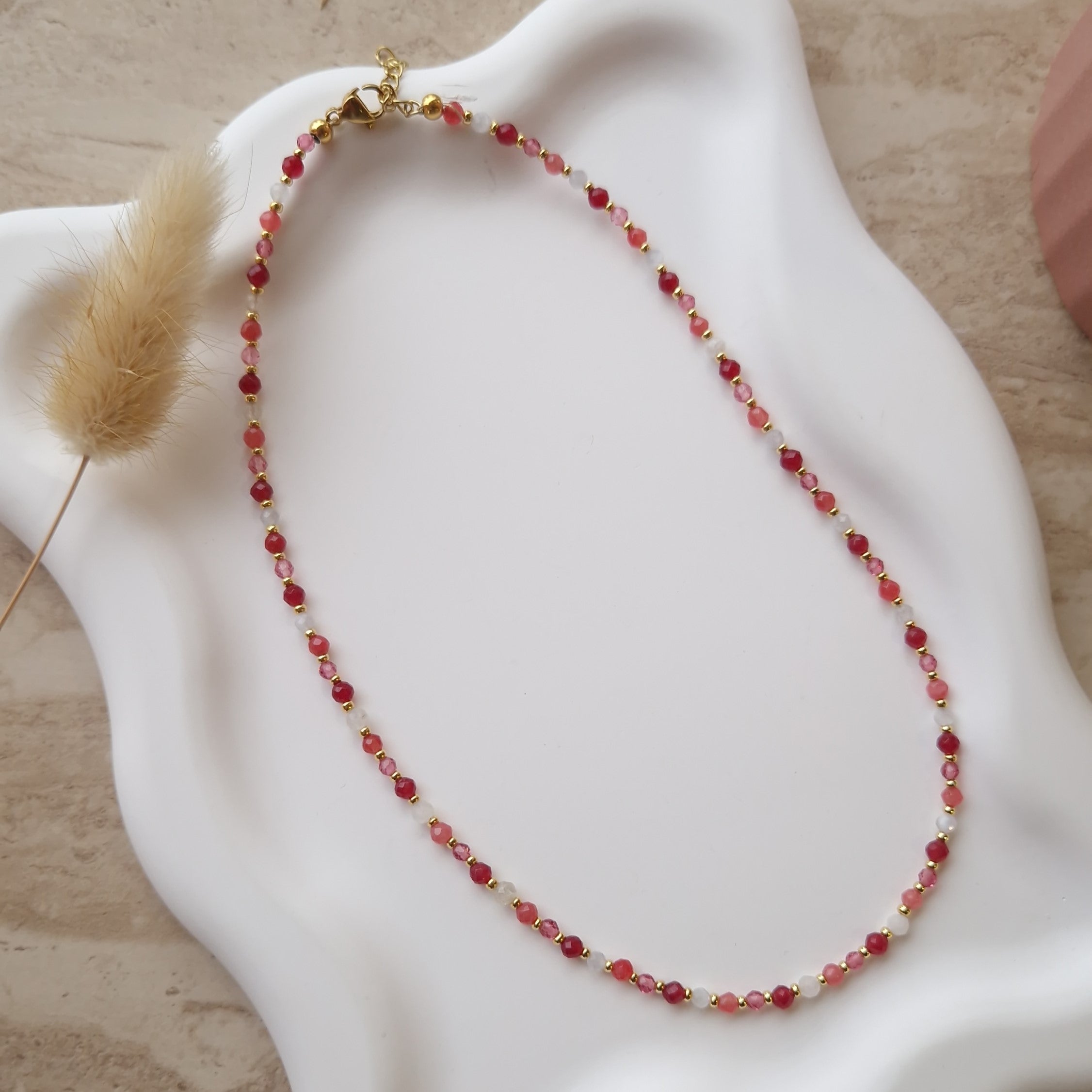 collie ras du cou femme rose et framboise bijou fin coloré