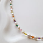 ras du cou coloré acier inoxydable et perles multicolore