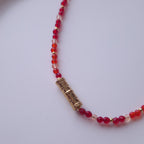 ras du cou collier perle rouge acier inoxydable 