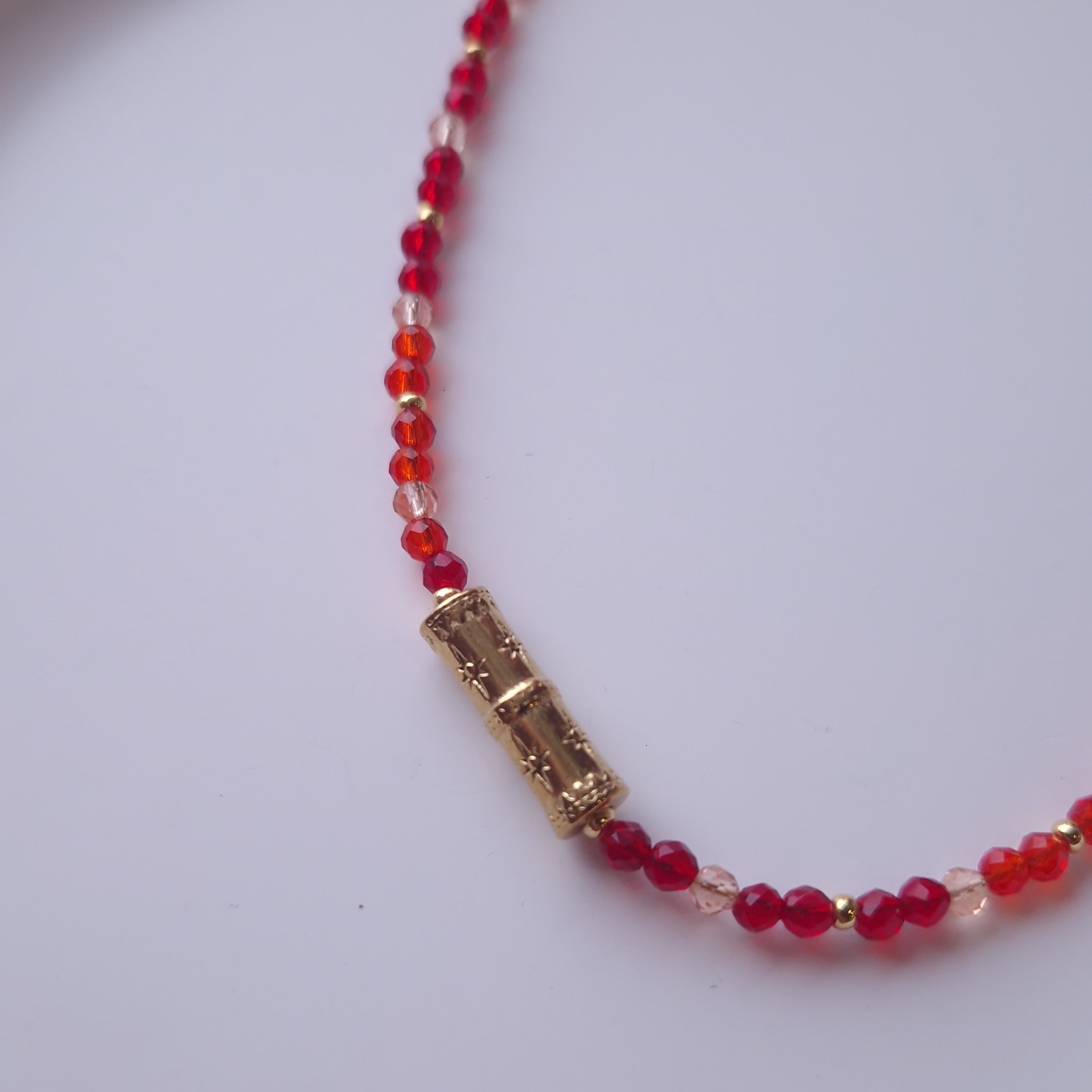 ras du cou collier perle rouge acier inoxydable 