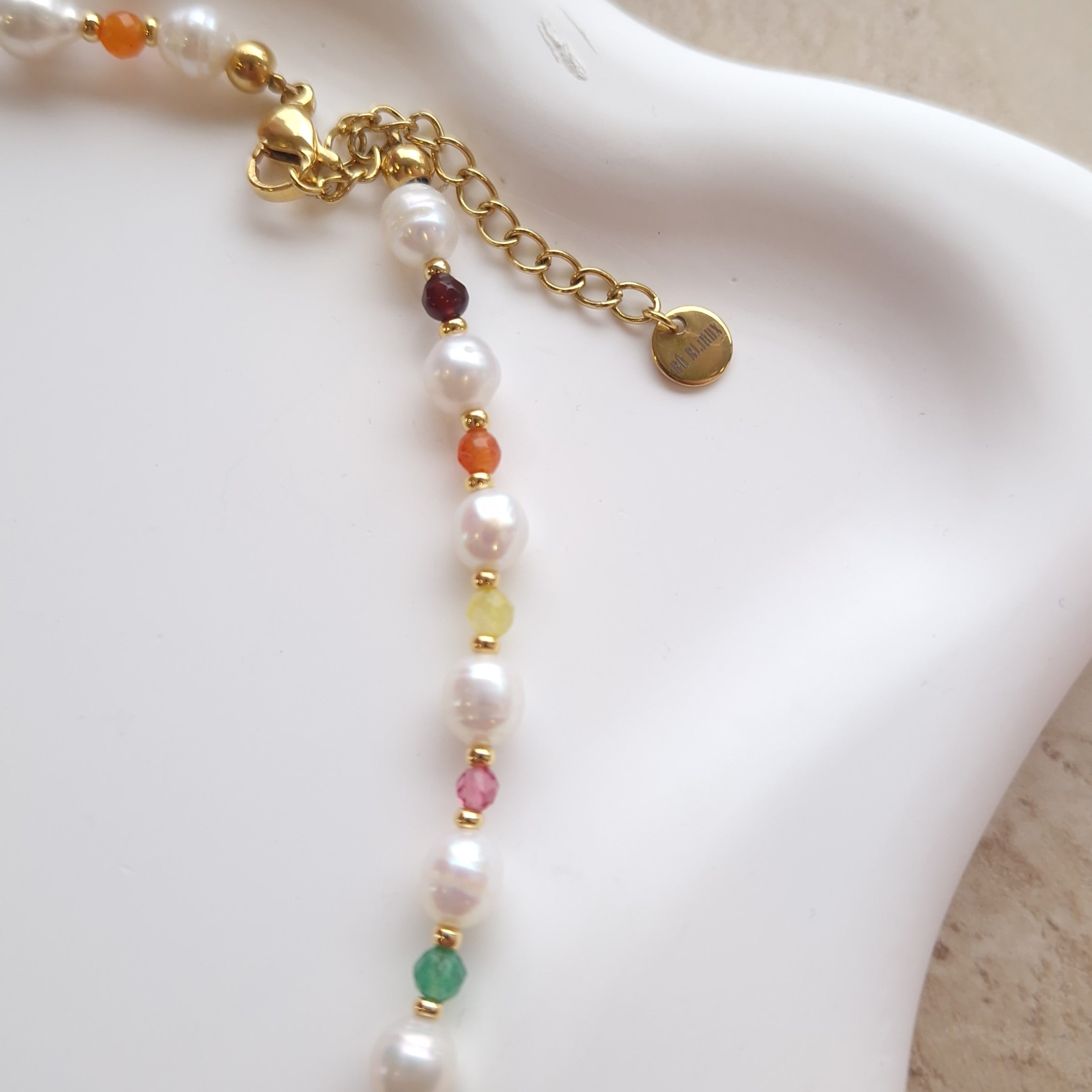 collier perle artisanale perles eau douce multicolore 
