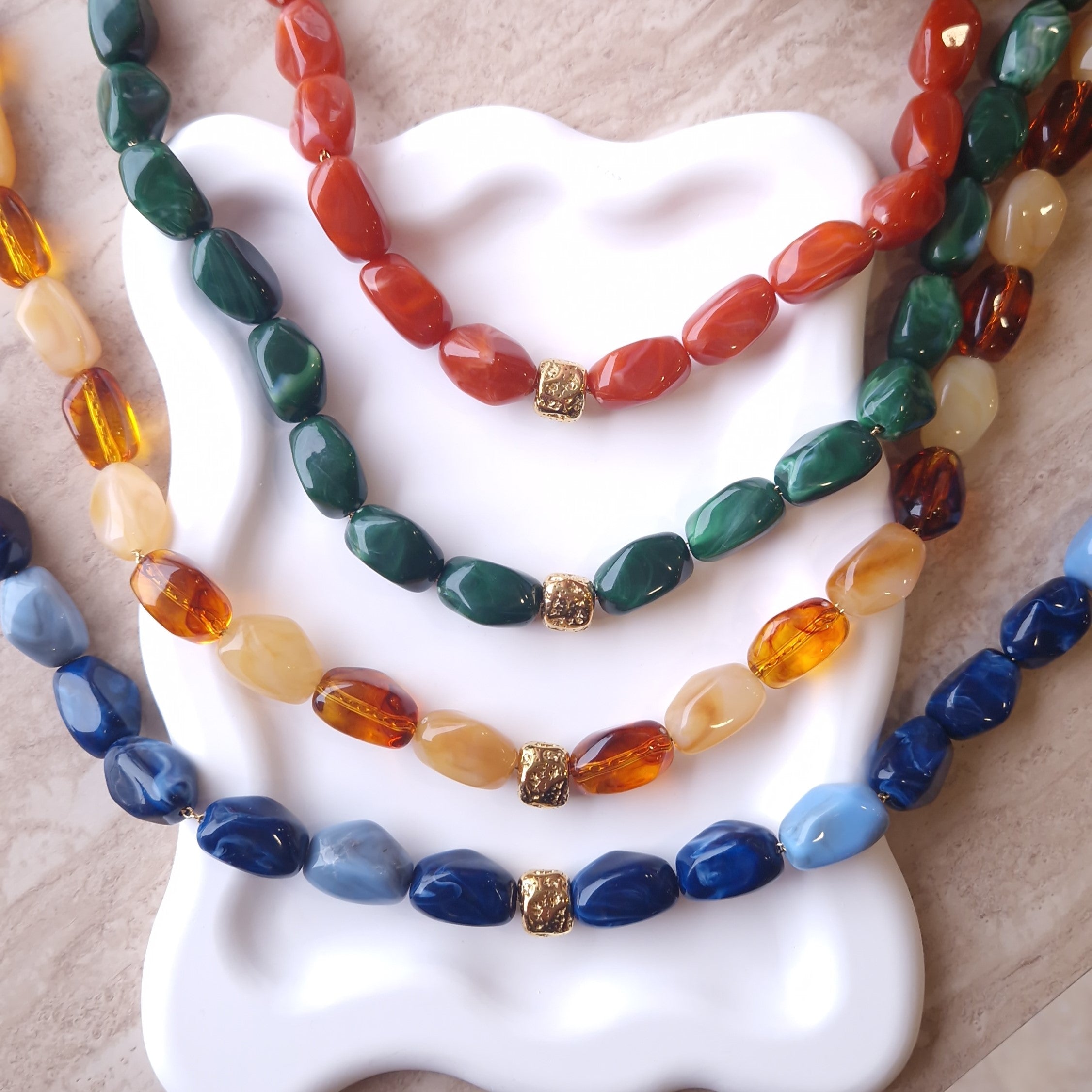 Colliers perles colorées et acier inoxydable multicolore bijoux tendance été création l'atelier by bo bijoux