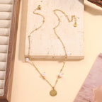 Collier Médaille à graver & perles blanches