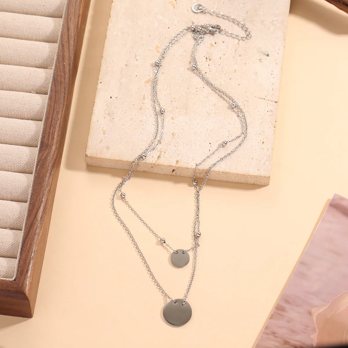 collier double médaille à personnaliser gravure laser acier inoxydable argenté idée cadeau 