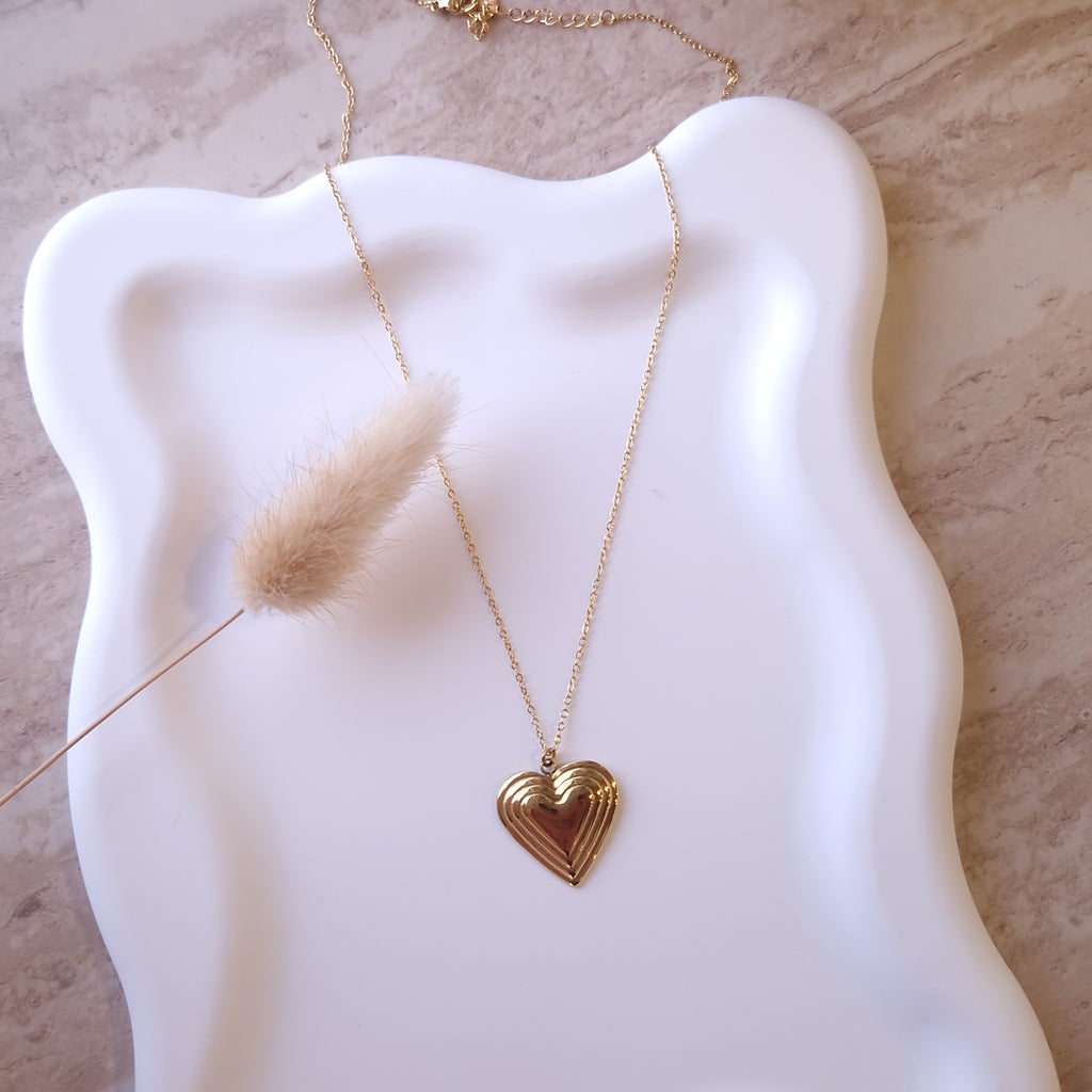 collier romantique femme bijou coeur acier inoxydable