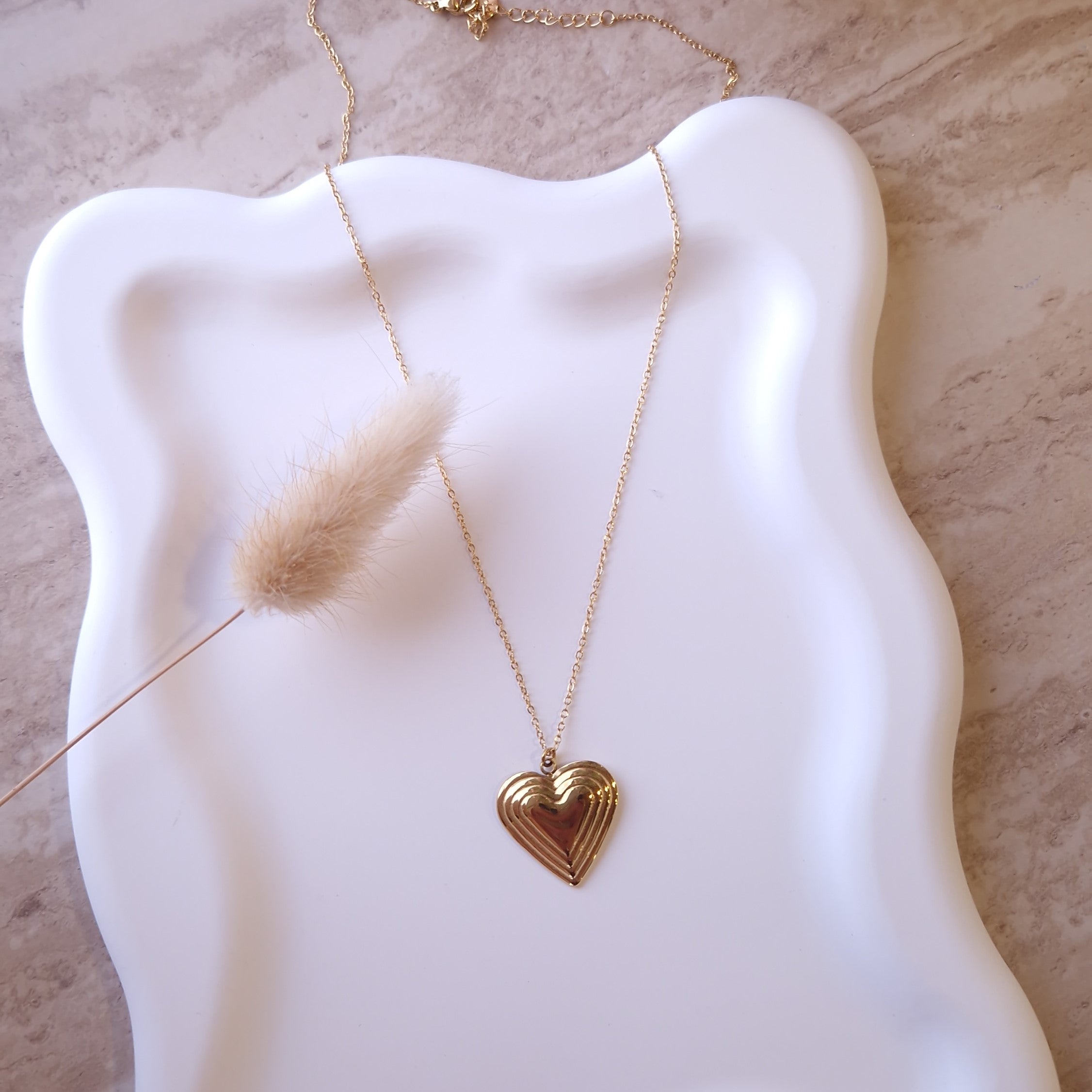 collier romantique femme bijou coeur acier inoxydable