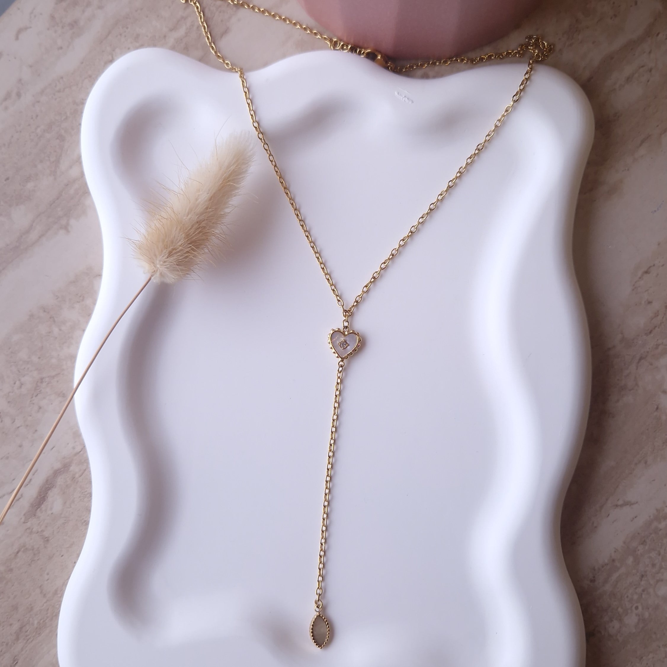 collier tendance pour les décolletés acier inoxydable pendentif coeur forme Y