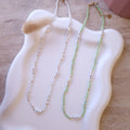 collier perles verts blancs ras du cou acier inoxydable bijou été 