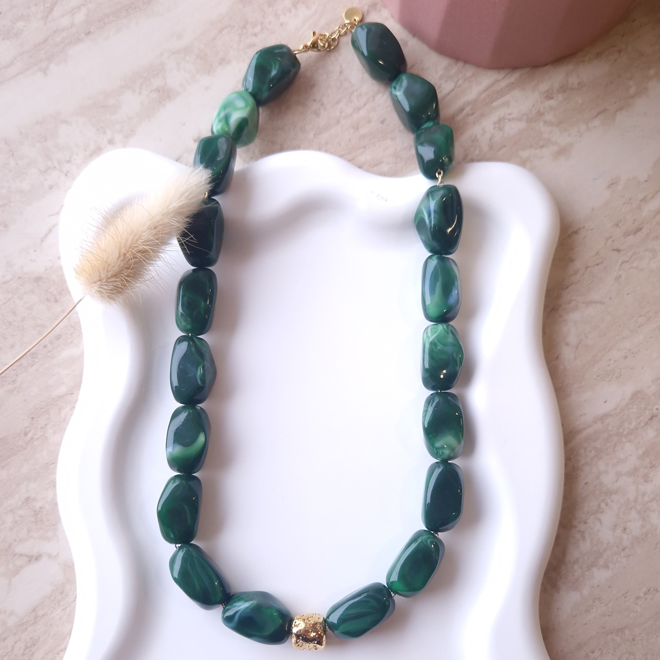 collier tendance femme perles acrylique et acier inoxydable 