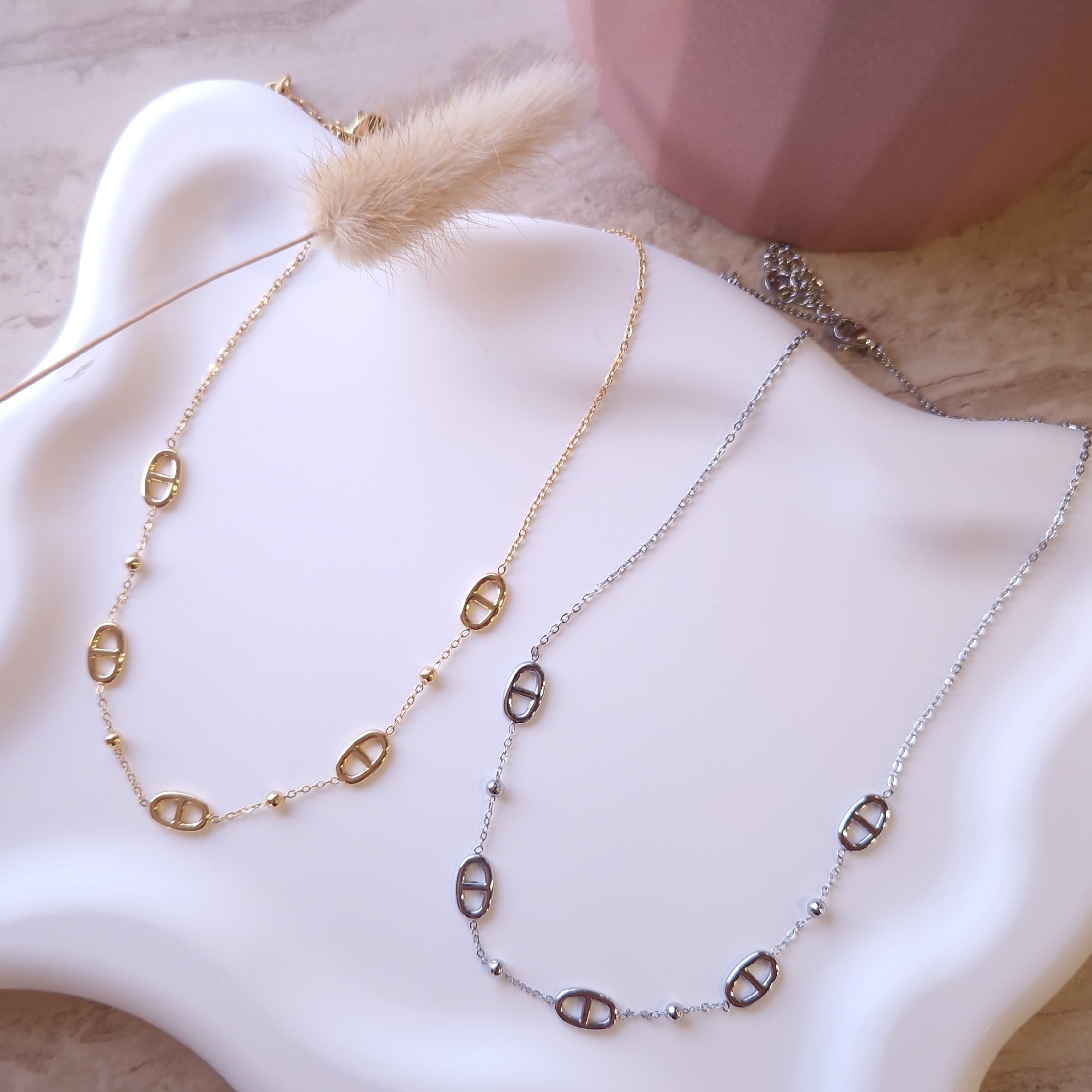 collier femme acier inoxydable résistant à l'eau maille marine tendance 2026