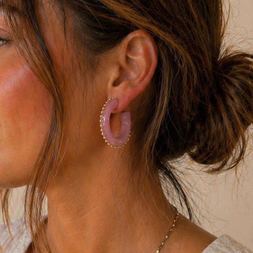 Créoles Lila – Résine Colorée