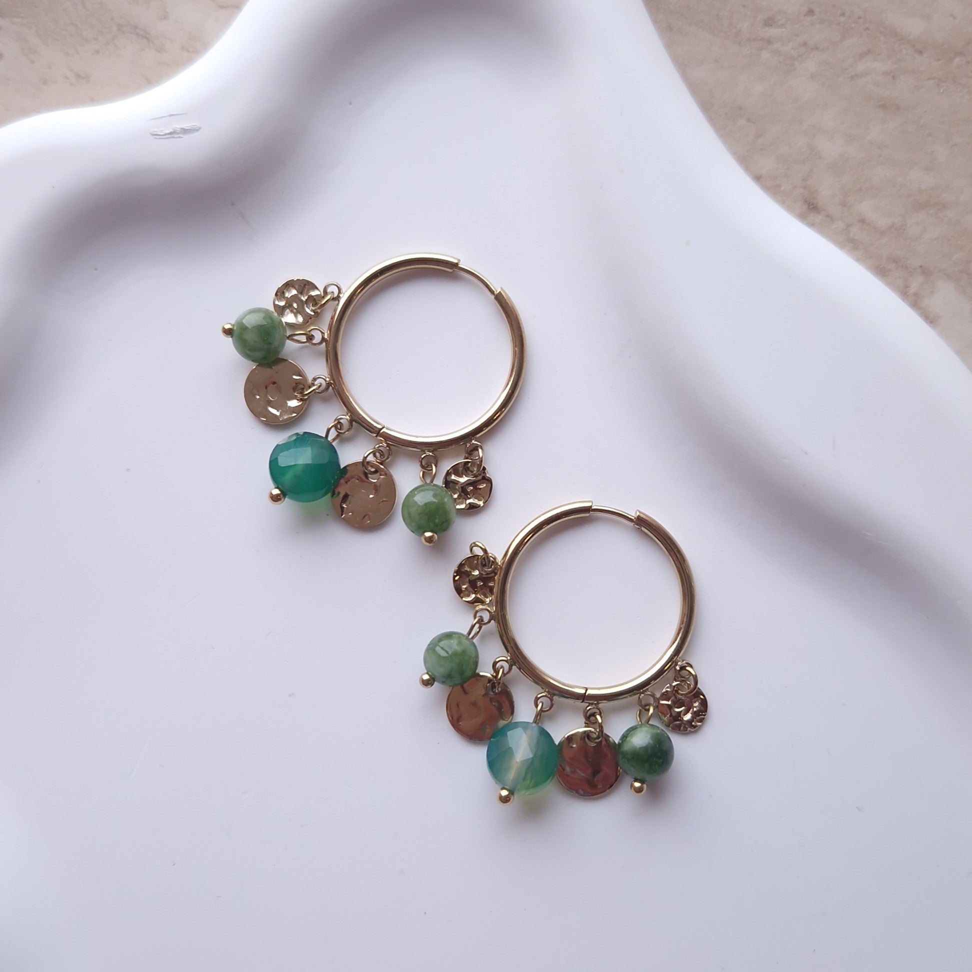 boucles d'oreilles vertes style bohème chic