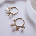 créoles marina perles blanche style bohème chic acier inoxydable