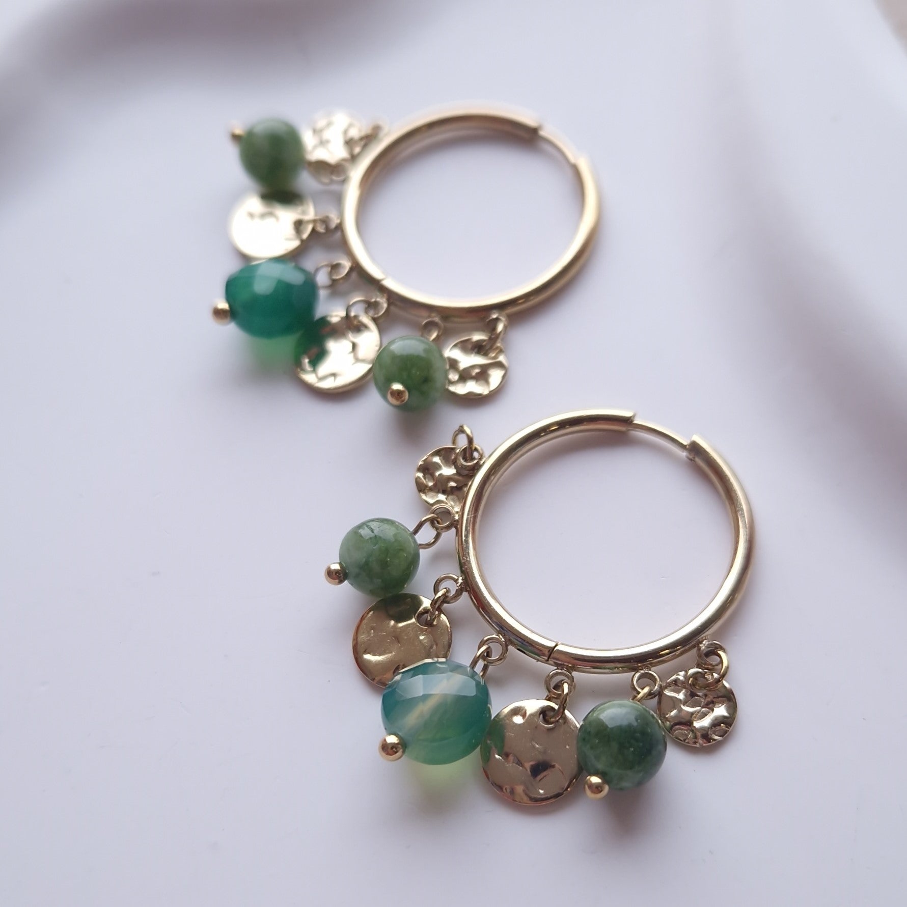créoles marina verte et acier inoxydable